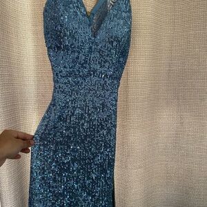 Elegant Blue Sequin Dress